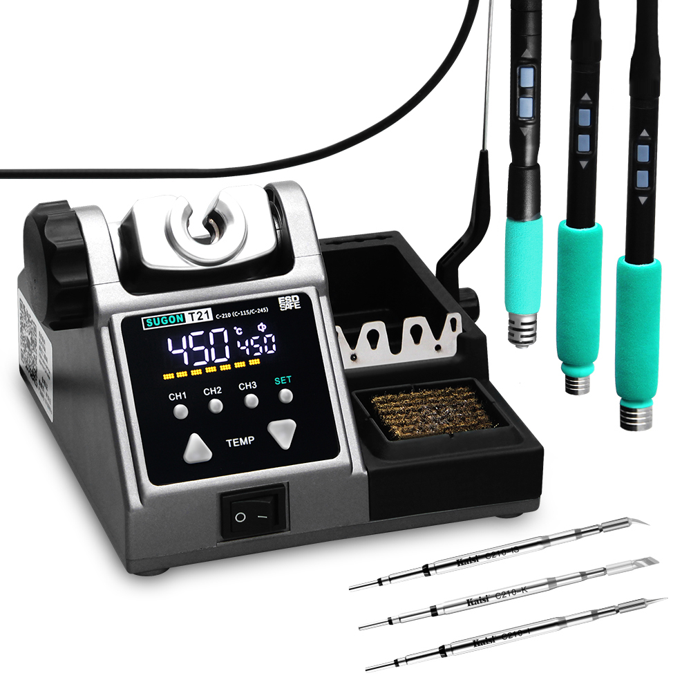 Soldering Iron Temperature Probe - はんだ付けステーションt21,オリジナルの溶接ガンチップ,温度制御,溶接ステーション,210, 245, 115と互換性があります