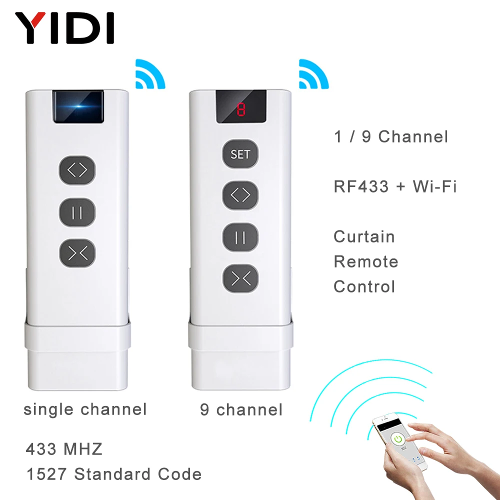 Relay Module 1 Channel - Wifiカーテンとローラーブラインド用のリモコン,9 /1チャンネルrf433,バッテリー駆動カーテンアクセサリー,ワイヤレスリモコン