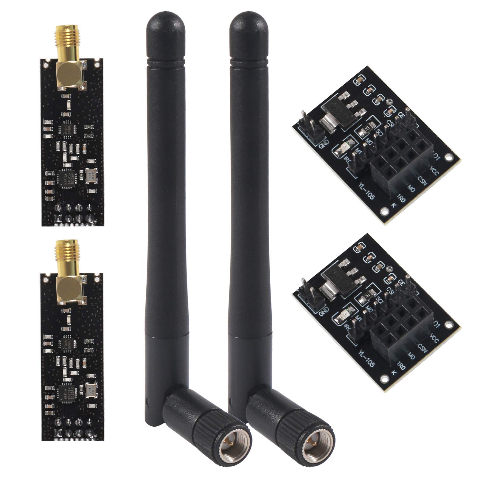 Nrf24L01 - SMAアンテナ付きNRF24L01+PA+LNA RFワイヤレス送受信モジュール、2.4GHz、1100m、ブレークアウトアダプター内蔵、オンボード3.3V。