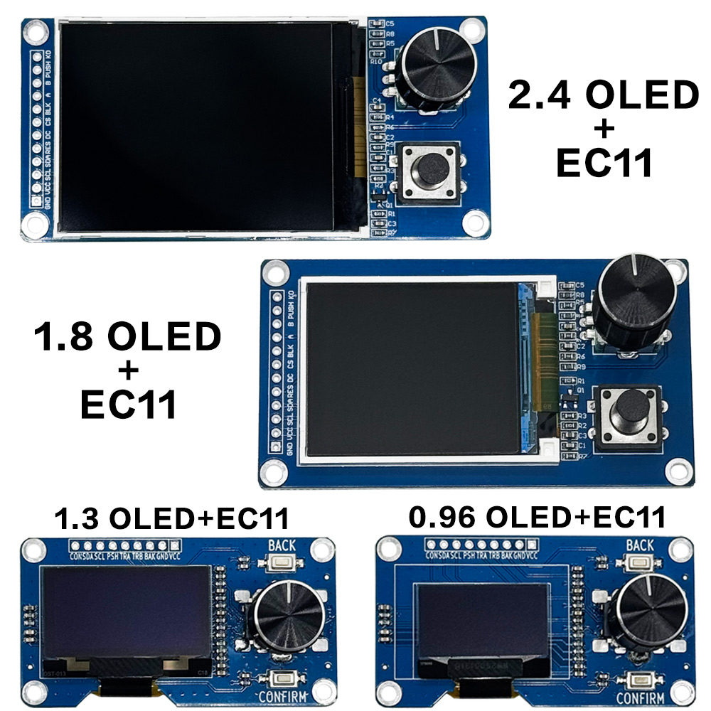 Tft Display 2.4 - TFT OLEDモジュールEC11、ロータリーエンコーダー付きIICインターフェース、0.96インチ、1.3インチ、1.8インチ、2.4インチLCDスクリーン、白/青ボタンのオプションあり