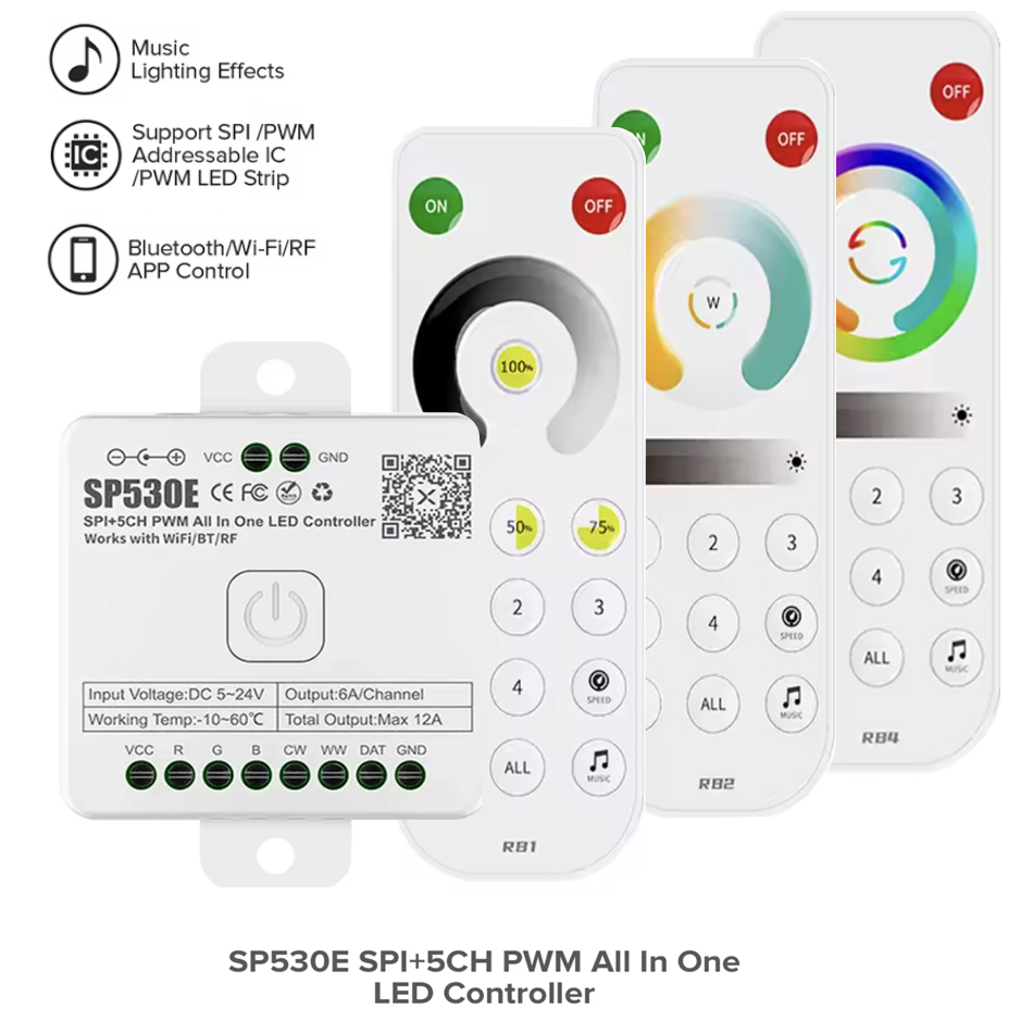 Ws2812B Strip 5V - SP530E オールインワン LED コントローラー 5CH PWM