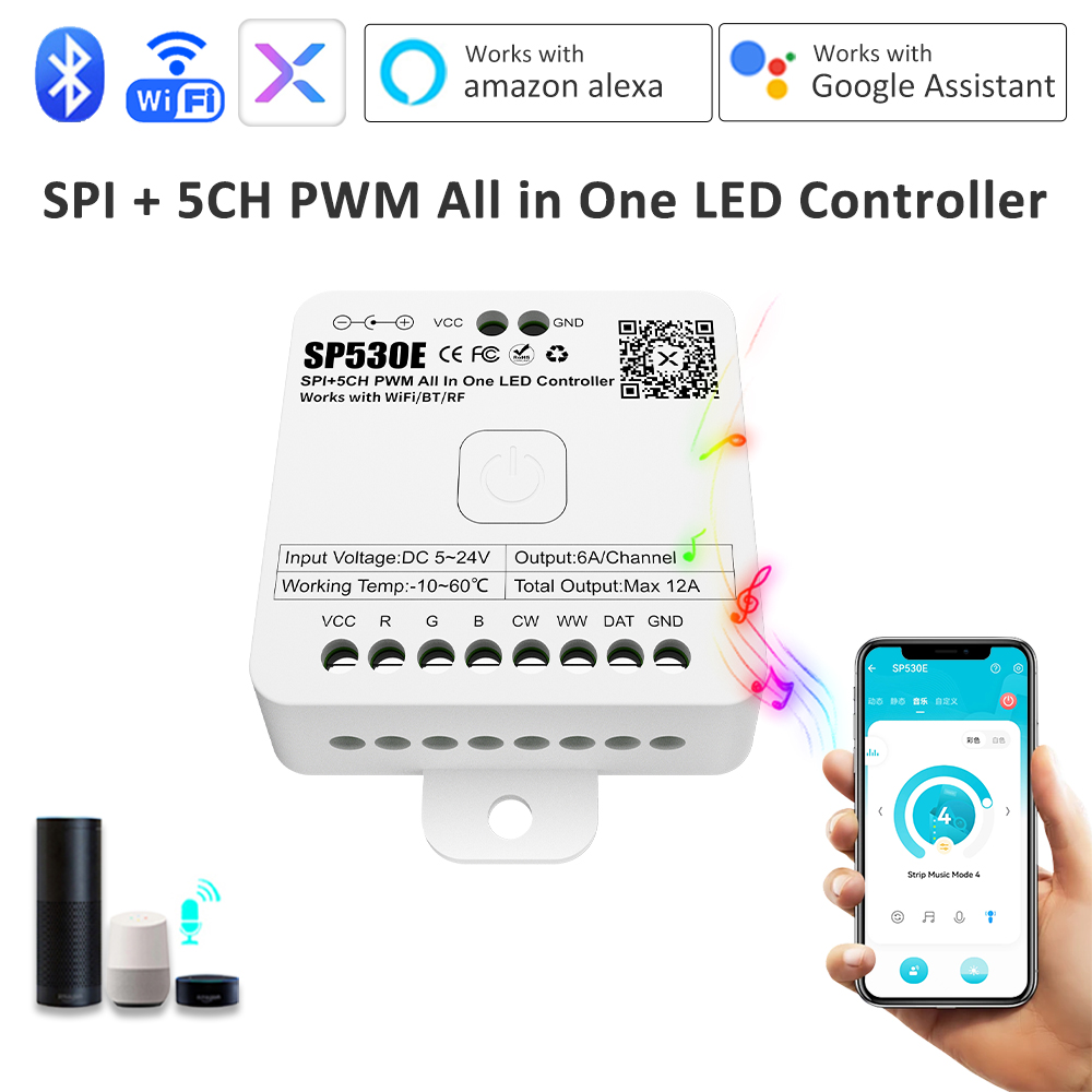 Ws2812B Strip 5V - SP530E オールインワンLEDコントローラー 12V 24V 5V Wifi