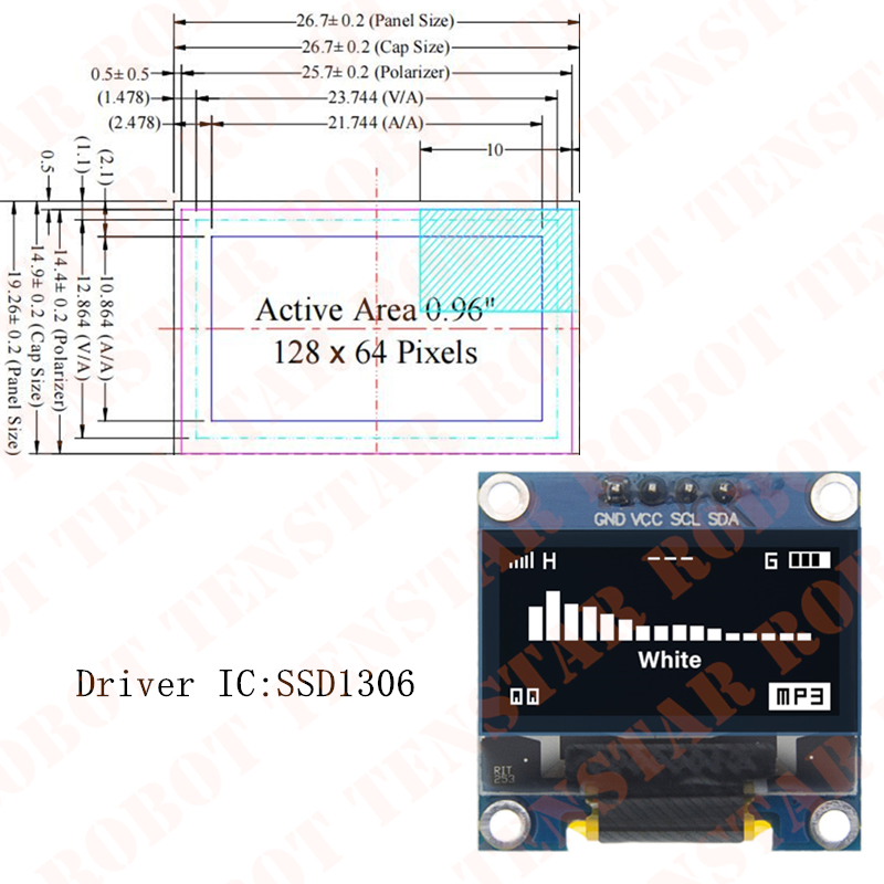 TENSTAR 0.96 インチ OLED SSD1306  - Ssd1306 のレビューと価格