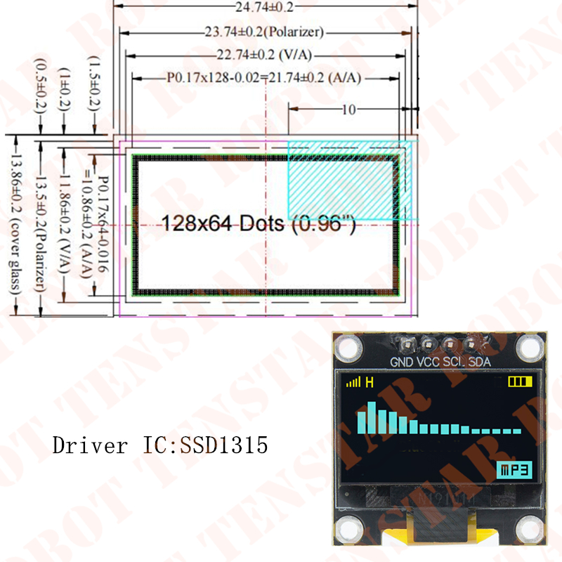 TENSTAR 0.96 インチ OLED SSD1306  - Ssd1306 のレビューと価格