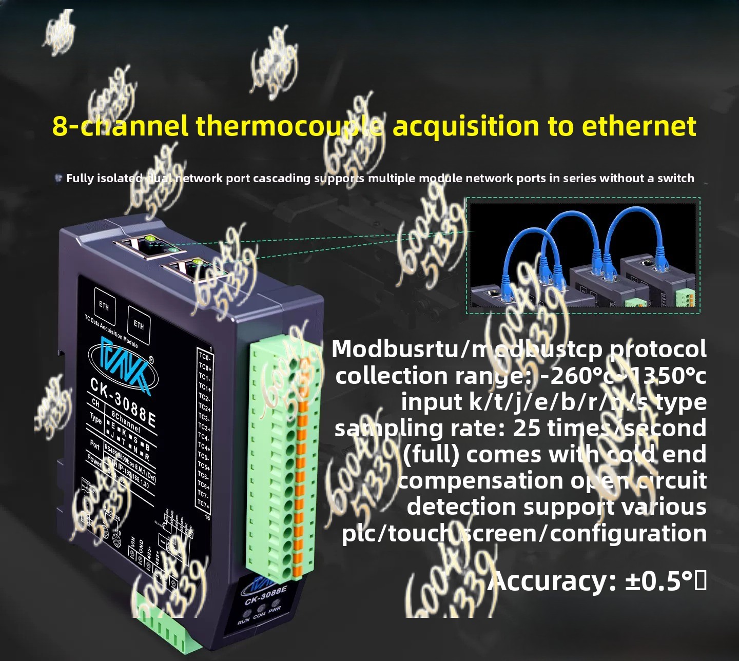 8CH完全絶縁K型熱電対熱抵抗温度モジュールイーサネットMo - Thermocouple Module K Type のレビューと価格
