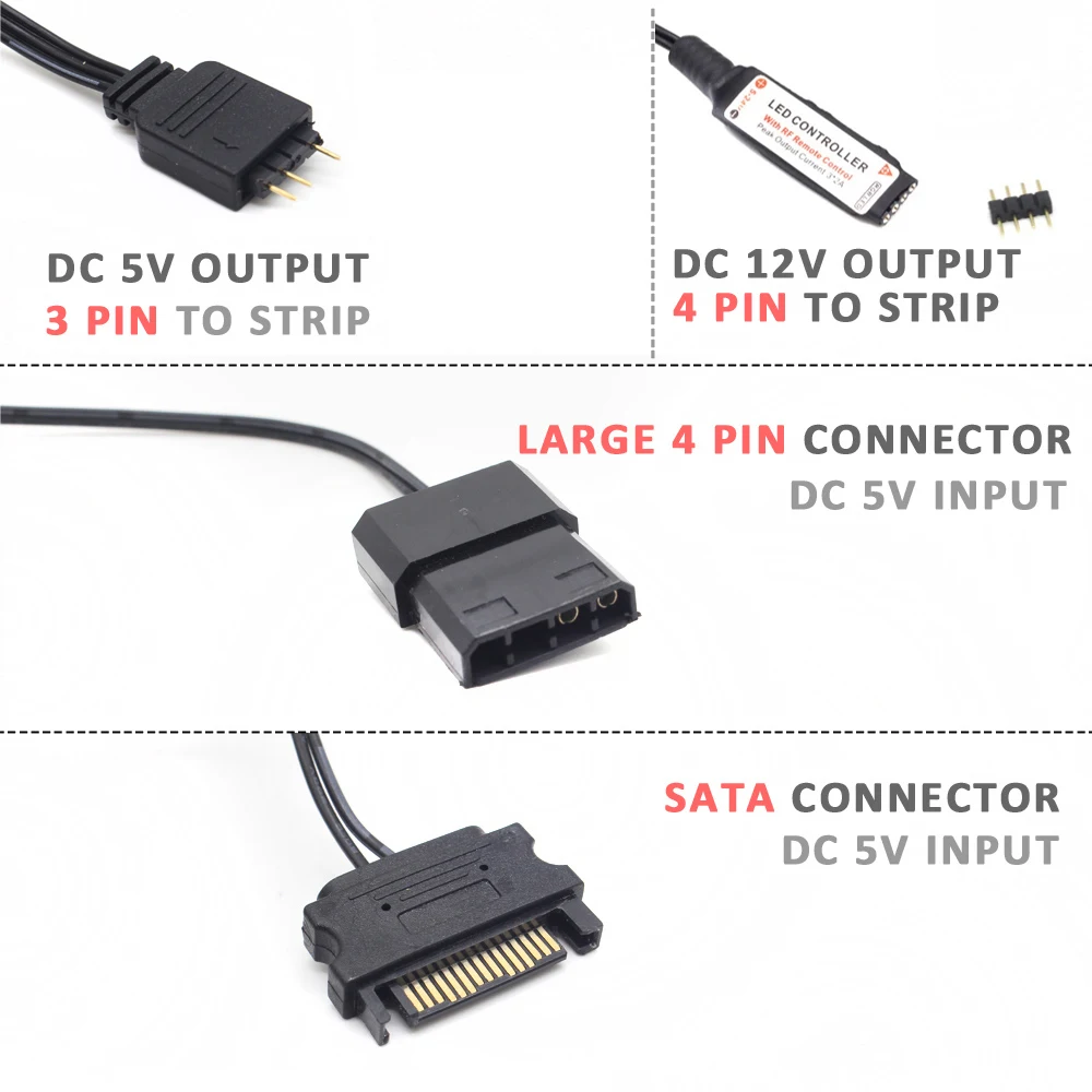 SATA モレックス RGB コントローラ 5V 3Pin  - Ws2812B Strip 5V のレビューと価格