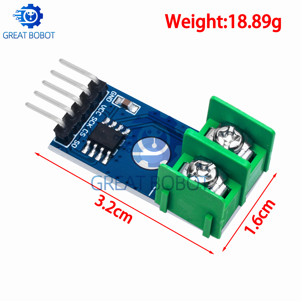 1 個の MAX6675 モジュール、K タイプ熱電対付き、 - Thermocouple Module K Type のレビューと価格
